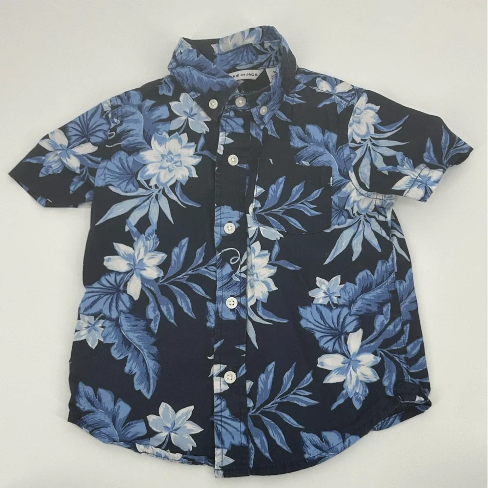 Janie and Jack Bundle Of 2T -Madres Plaid Red Shirt/Tropical Blue‎ Floral Poplin